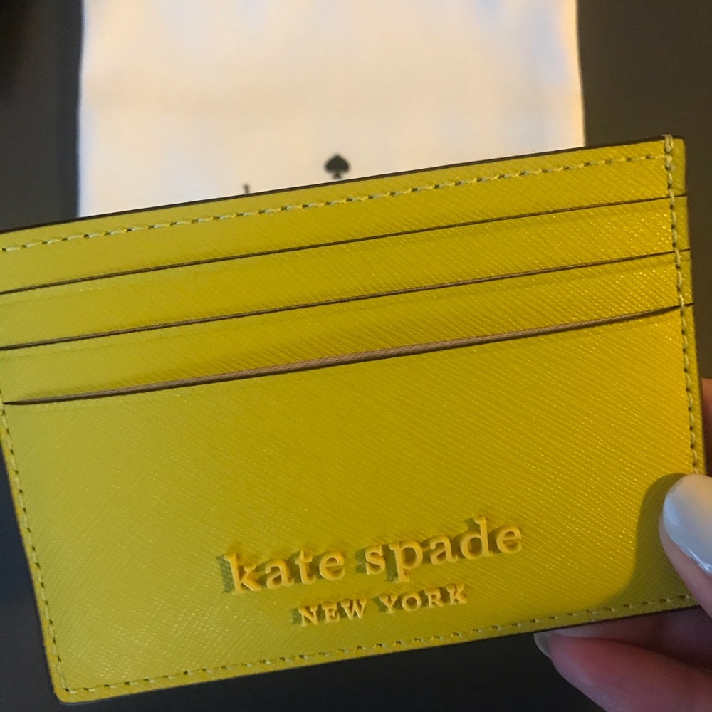 BNWT Kate Spade Card Holder is Chartreuse!